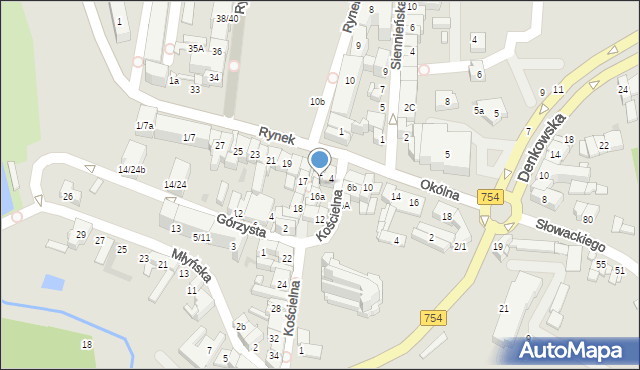 Ostrowiec Świętokrzyski, Kościelna, 16d, mapa Ostrowiec Świętokrzyski