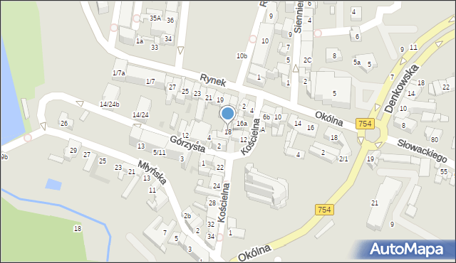 Ostrowiec Świętokrzyski, Kościelna, 18, mapa Ostrowiec Świętokrzyski