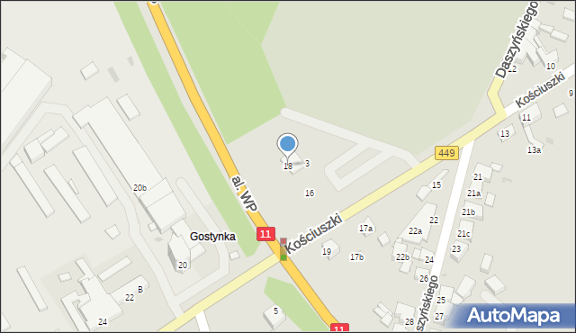 Ostrzeszów, Kościuszki Tadeusza, gen., 18, mapa Ostrzeszów