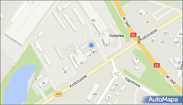 Ostrzeszów, Kościuszki Tadeusza, gen., 22B, mapa Ostrzeszów
