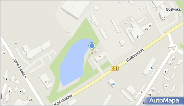 Ostrzeszów, Kościuszki Tadeusza, gen., 30, mapa Ostrzeszów