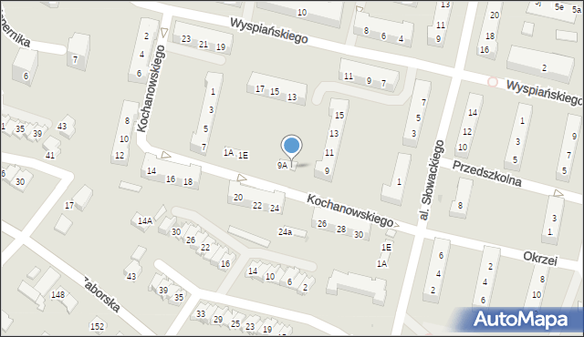 Oświęcim, Kochanowskiego Jana, 9D, mapa Oświęcimia