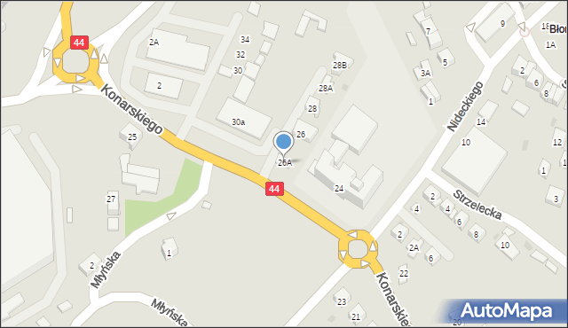 Oświęcim, Konarskiego Stanisława, 26A, mapa Oświęcimia