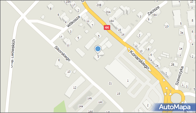 Oświęcim, Konarskiego Stanisława, 3, mapa Oświęcimia