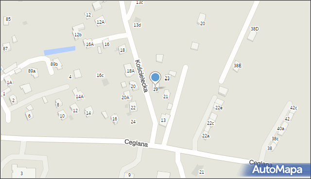 Oświęcim, Kościelecka, 19, mapa Oświęcimia