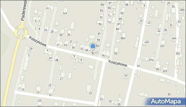 Oświęcim, Koszykowa, 51, mapa Oświęcimia