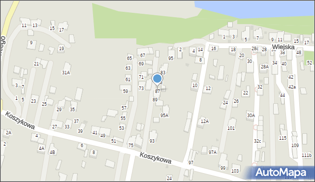 Oświęcim, Koszykowa, 87, mapa Oświęcimia