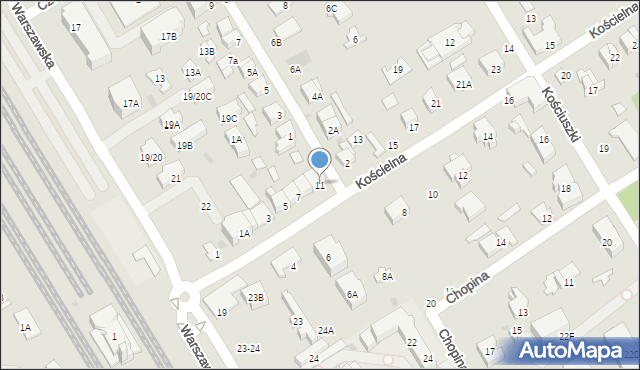 Otwock, Kościelna, 11, mapa Otwock