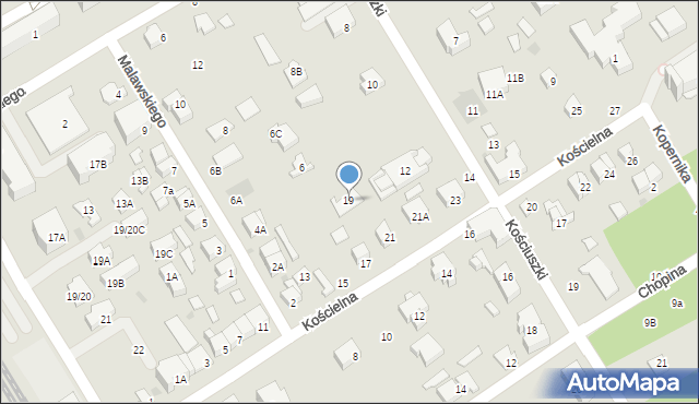 Otwock, Kościelna, 19, mapa Otwock