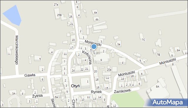Otyń, Kościelna, 7, mapa Otyń