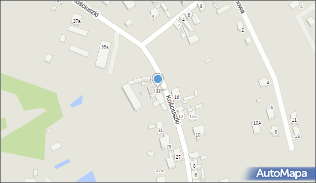 Otyń, Kościuszki Tadeusza, gen., 33, mapa Otyń