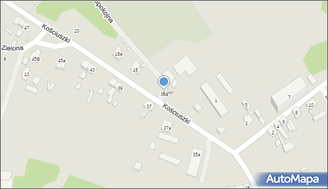 Otyń, Kościuszki Tadeusza, gen., 36a, mapa Otyń