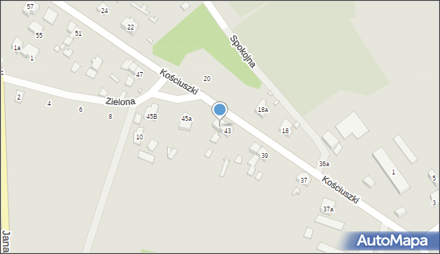 Otyń, Kościuszki Tadeusza, gen., 45, mapa Otyń
