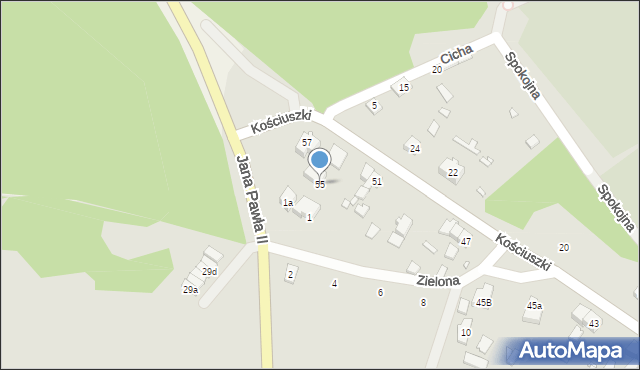 Otyń, Kościuszki Tadeusza, gen., 55, mapa Otyń