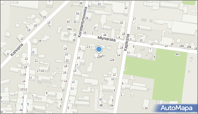 Pabianice, Konstantynowska, 12A, mapa Pabianic