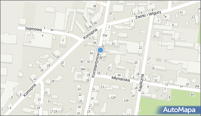 Pabianice, Konstantynowska, 29, mapa Pabianic