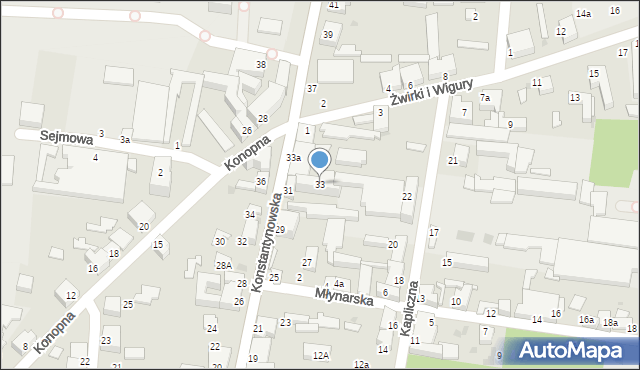 Pabianice, Konstantynowska, 33, mapa Pabianic