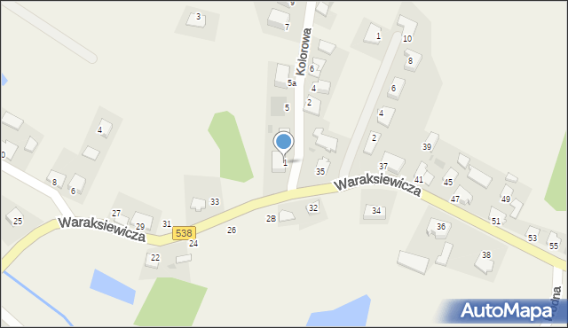 Pacółtowo, Kolorowa, 1, mapa Pacółtowo