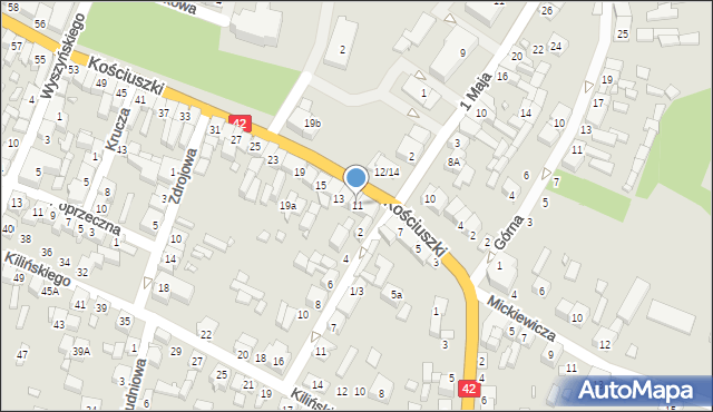 Pajęczno, Kościuszki Tadeusza, gen., 11, mapa Pajęczno