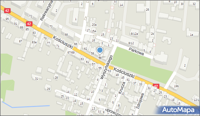 Pajęczno, Kościuszki Tadeusza, gen., 56, mapa Pajęczno