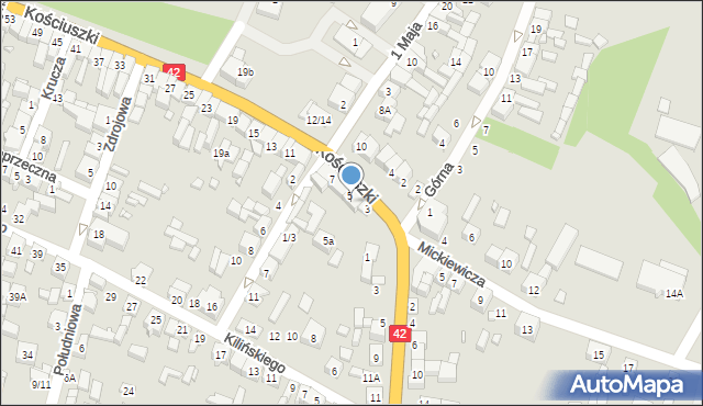Pajęczno, Kościuszki Tadeusza, gen., 5a, mapa Pajęczno