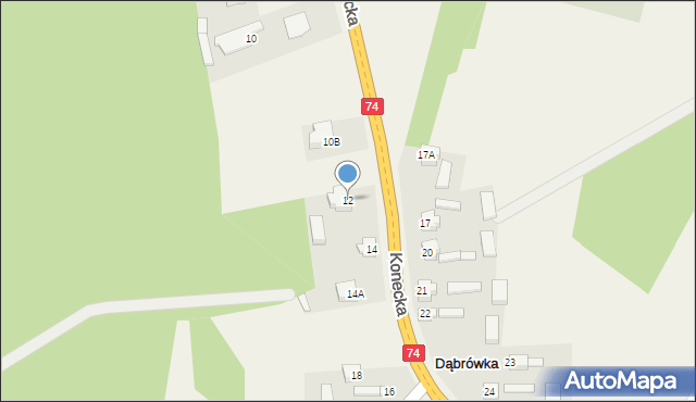 Paradyż, Konecka, 12, mapa Paradyż