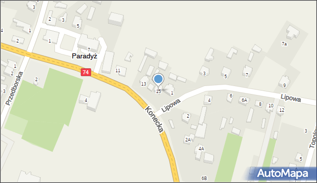 Paradyż, Konecka, 15, mapa Paradyż
