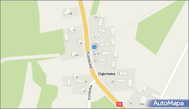 Paradyż, Konecka, 21, mapa Paradyż