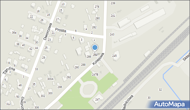 Parczew, Kolejowa, 284, mapa Parczew