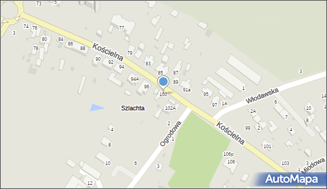 Parczew, Kościelna, 100, mapa Parczew