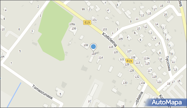 Parczew, Kościelna, 110, mapa Parczew