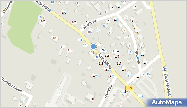 Parczew, Kościelna, 124, mapa Parczew