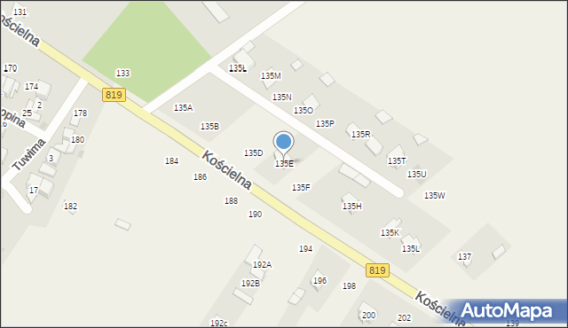 Parczew, Kościelna, 135E, mapa Parczew