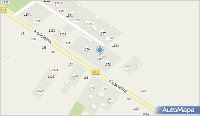 Parczew, Kościelna, 135K, mapa Parczew