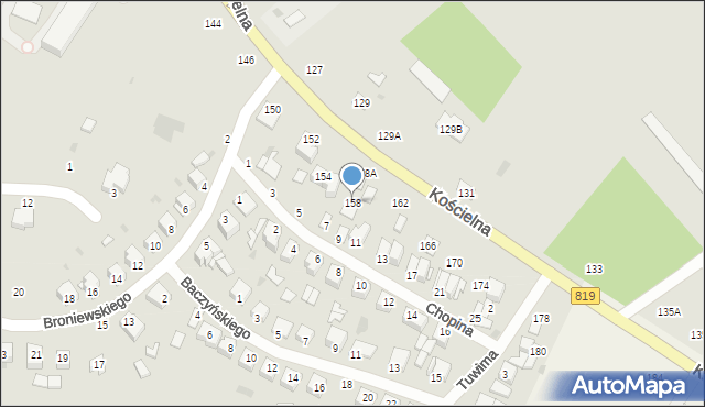 Parczew, Kościelna, 158, mapa Parczew