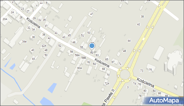 Parczew, Kościelna, 61, mapa Parczew
