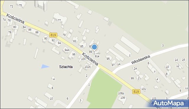 Parczew, Kościelna, 91, mapa Parczew