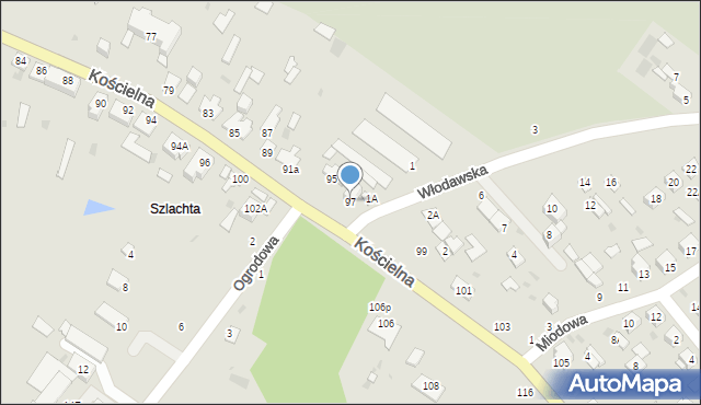 Parczew, Kościelna, 97, mapa Parczew