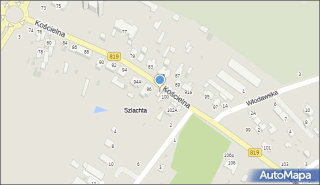 Parczew, Kościelna, 98, mapa Parczew