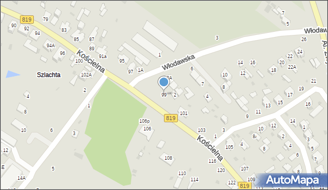 Parczew, Kościelna, 99, mapa Parczew