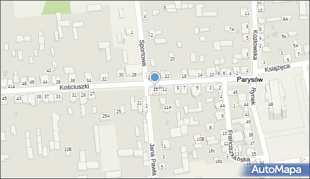 Parysów, Kościuszki Tadeusza, gen., 15, mapa Parysów