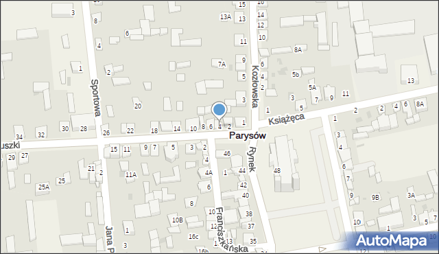 Parysów, Kościuszki Tadeusza, gen., 4, mapa Parysów