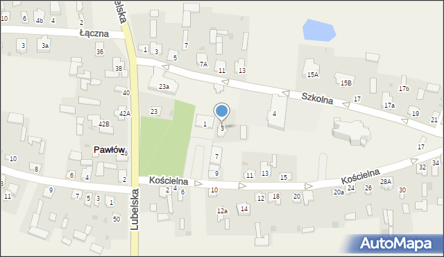 Pawłów, Kościelna, 3, mapa Pawłów