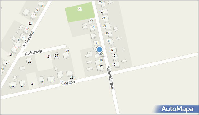 Pawonków, Kośmiderska, 39, mapa Pawonków