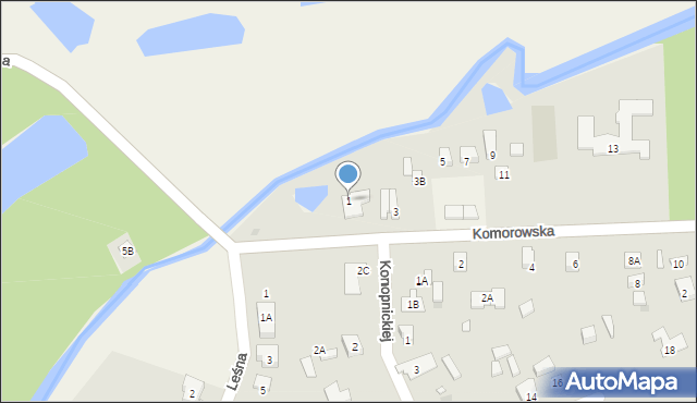 Pęcice Małe, Komorowska, 1, mapa Pęcice Małe