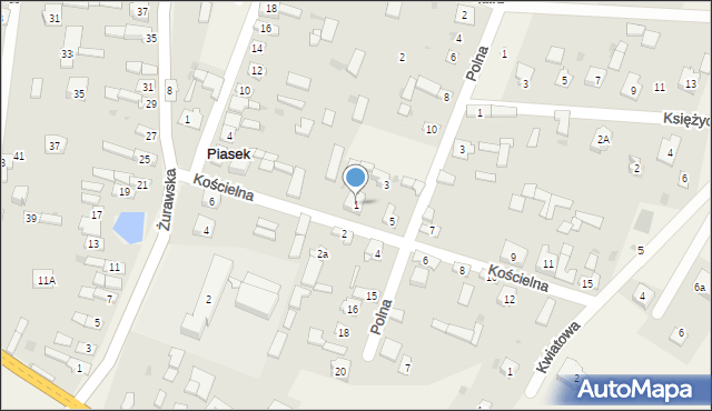 Piasek, Kościelna, 1, mapa Piasek