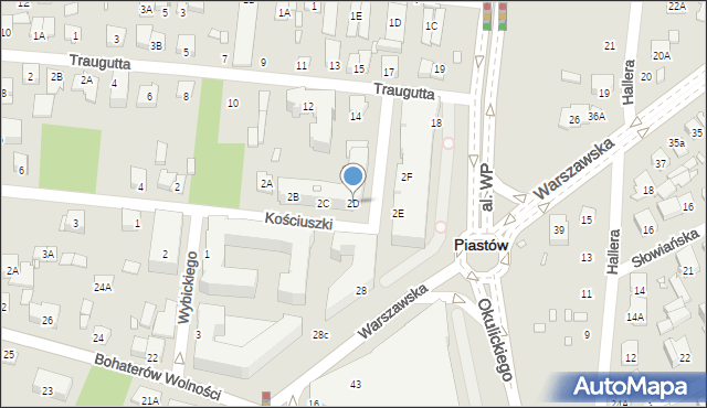 Piastów, Kościuszki Tadeusza, gen., 2D, mapa Piastów