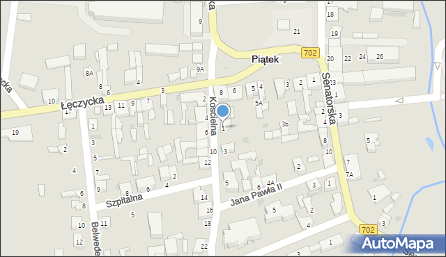 Piątek, Kościelna, 1, mapa Piątek