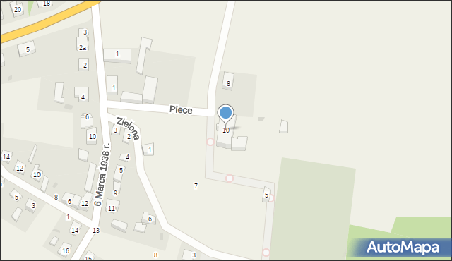 Piece, Kościelna, 10, mapa Piece