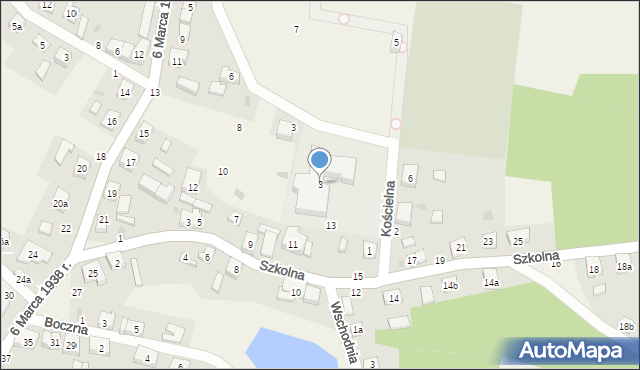 Piece, Kościelna, 3, mapa Piece